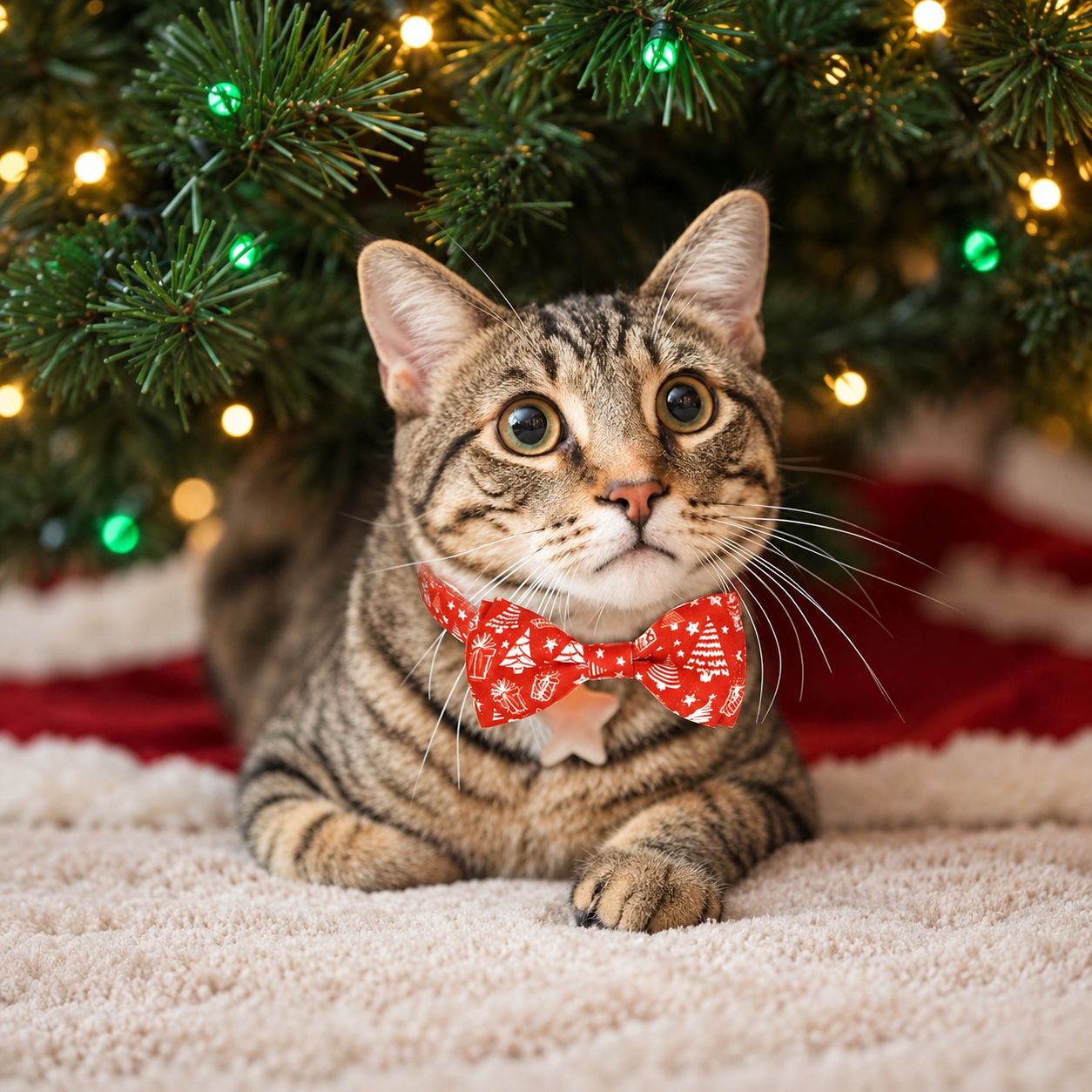 2 Pack Adjustable Christmas Bow Tie Collar with Bell For Cats