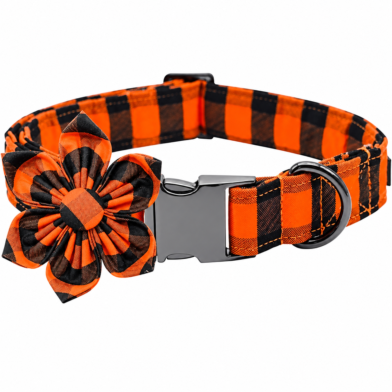 Christmas Dog Collar with Adjustable Plaid Design