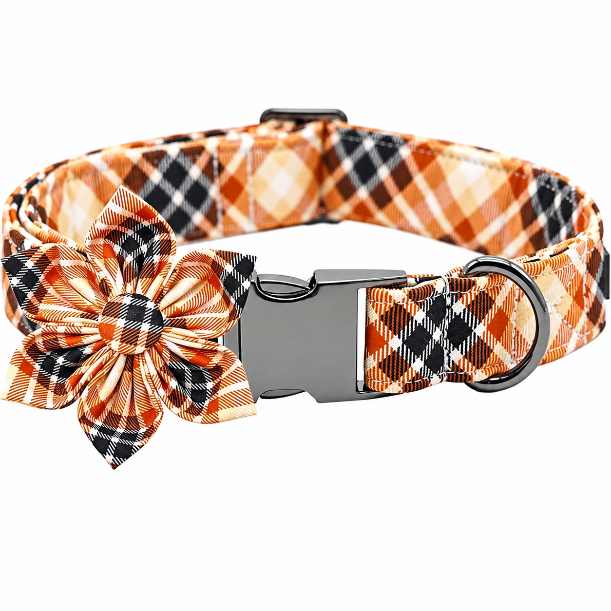 Christmas Dog Collar with Adjustable Plaid Design