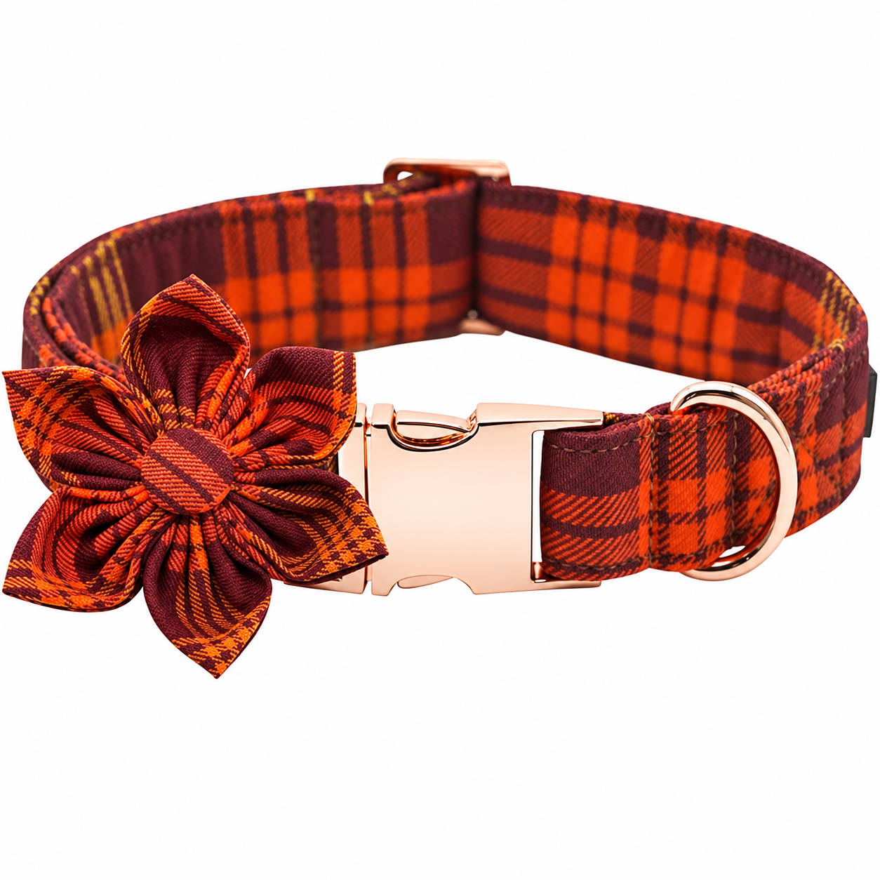 Christmas Dog Collar with Adjustable Plaid Design