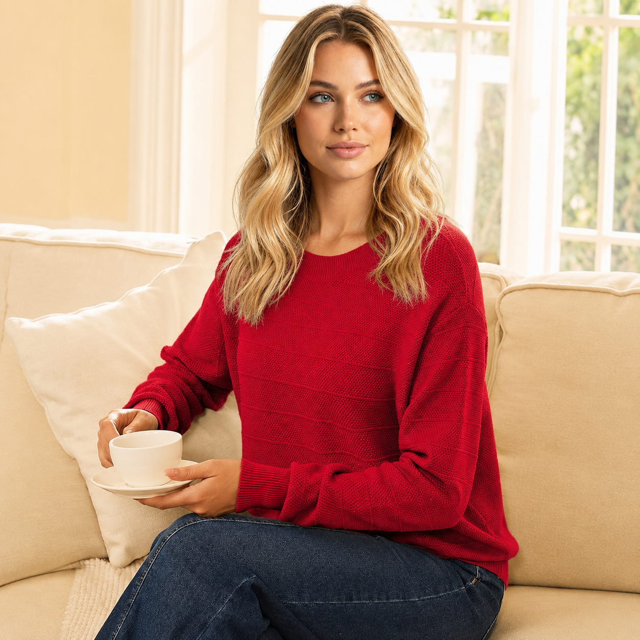 Back Bow Detail Knit Pullover Sweater with Classic Casual Styling for Women