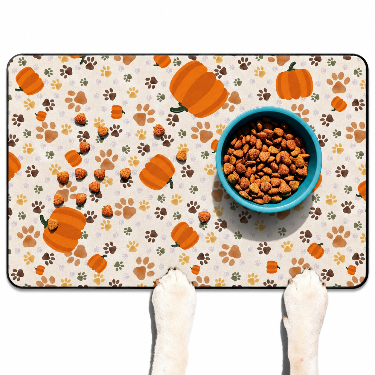Christmas Dog Food and Water Feeding Mat Non Slip Waterproof Absorbent Placemat