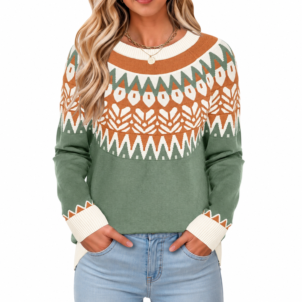 Casual Warm Knitted Pullover Sweater For Women