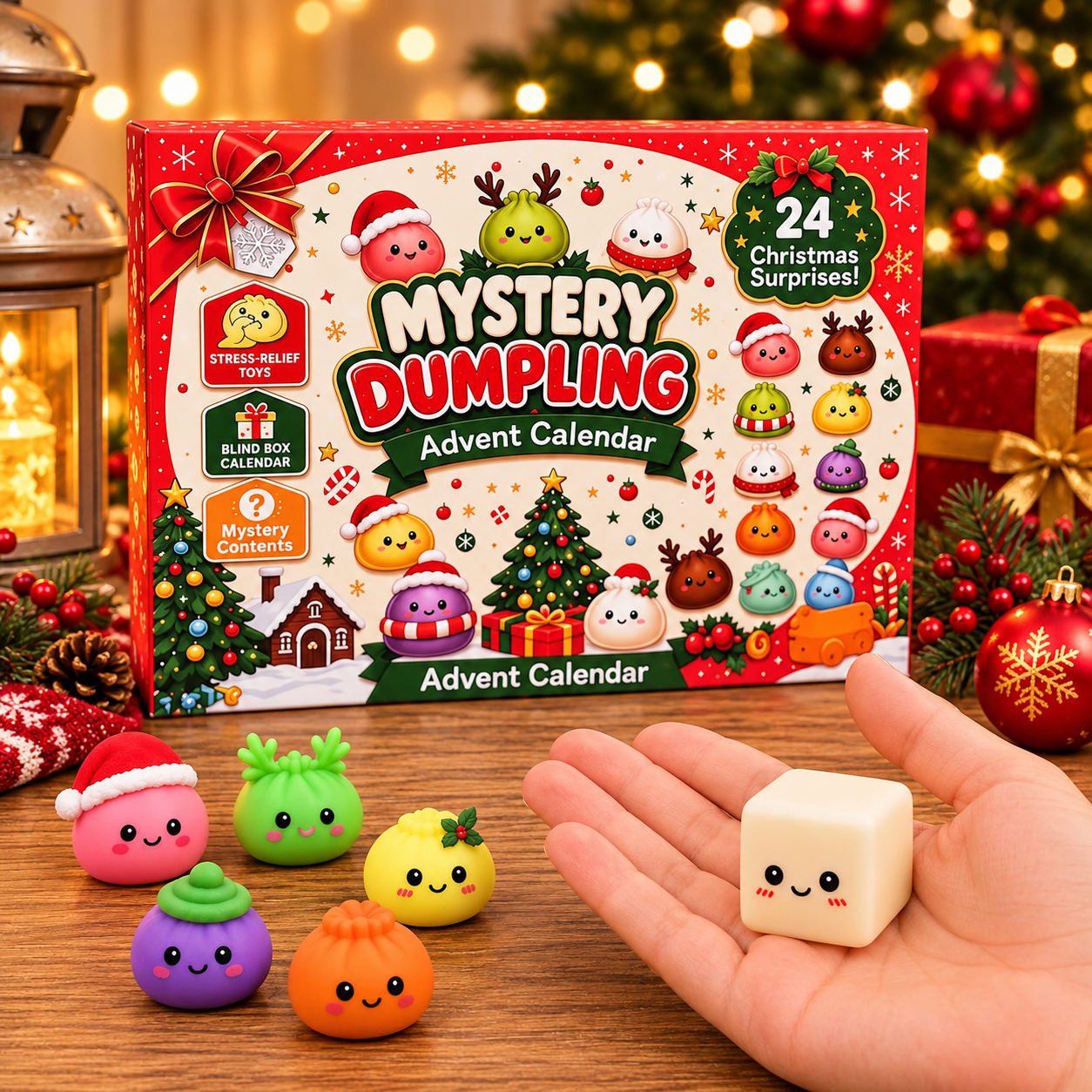 24 Day Christmas Themed Squishy Toy Countdown Advent Calendar Set