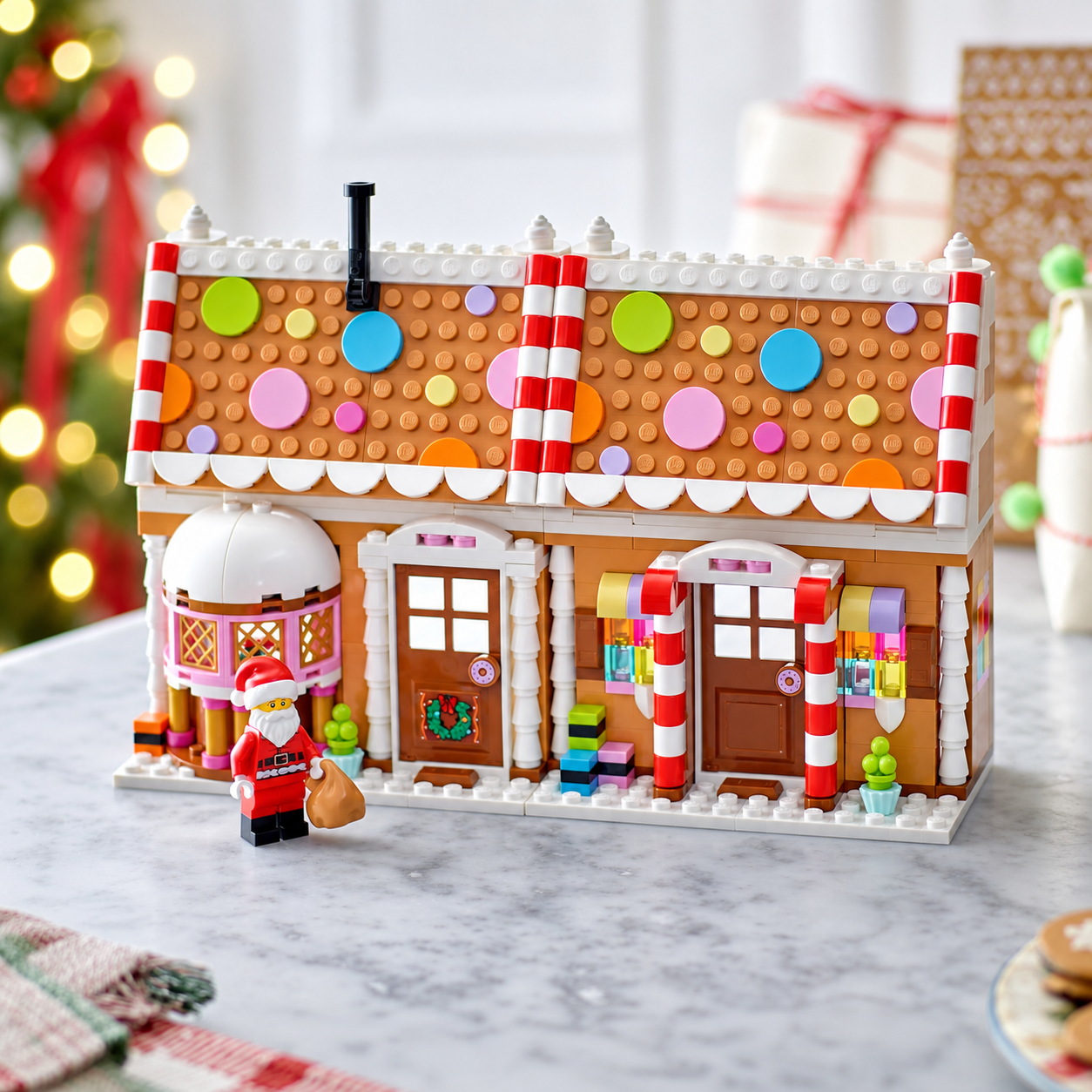 Festive Gingerbread House Christmas Building Toy 498 Piece Set For Kids