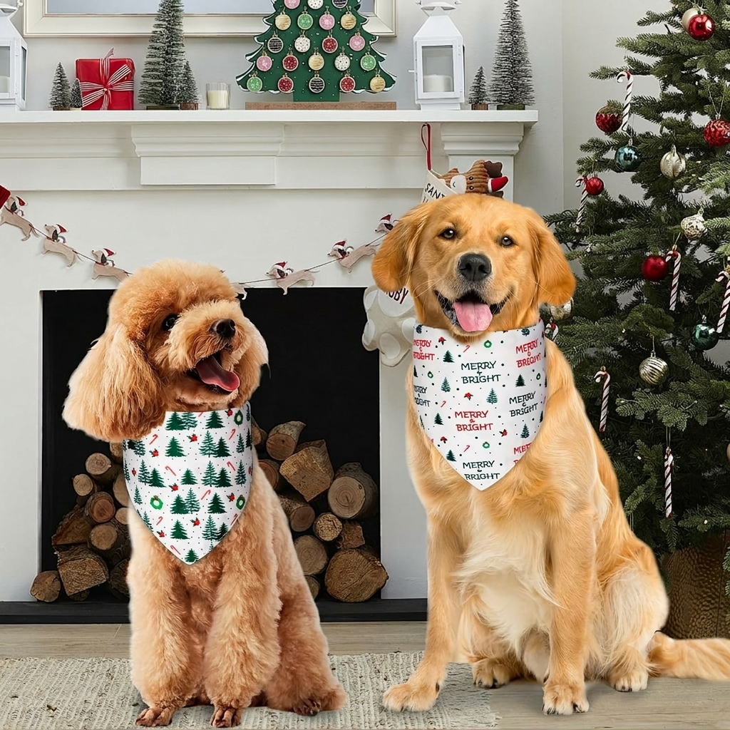 3 Pieces Christmas Dog Bandanas For Dogs