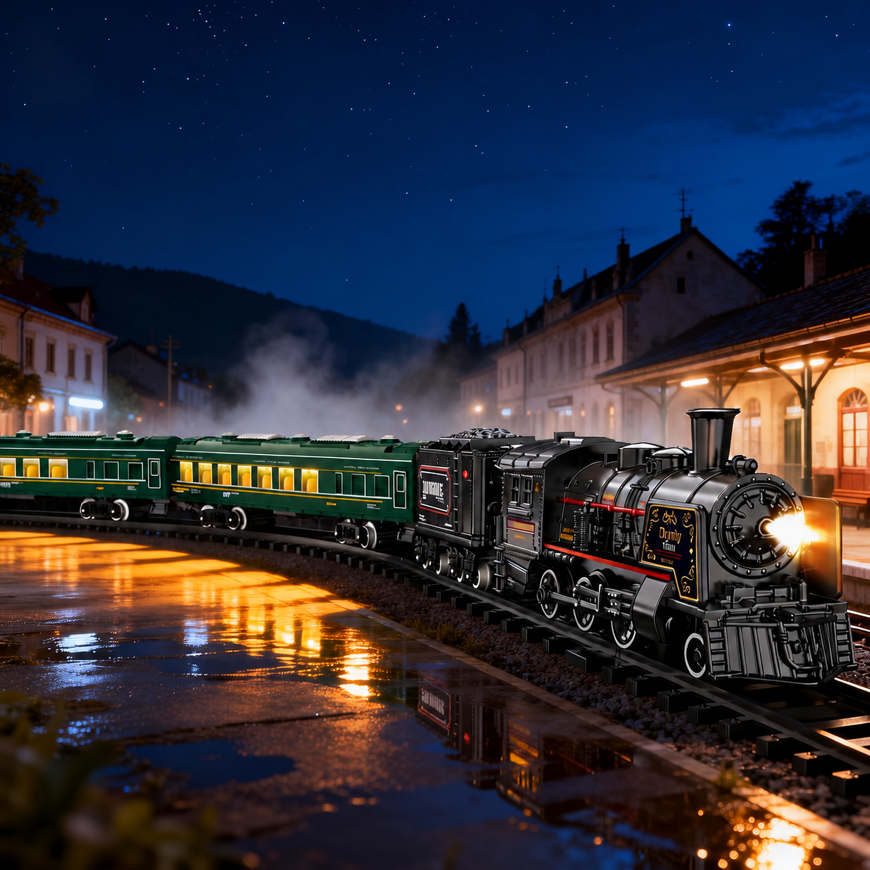 Christmas Remote Control Electric Train Set With Carriages Lights And Sounds