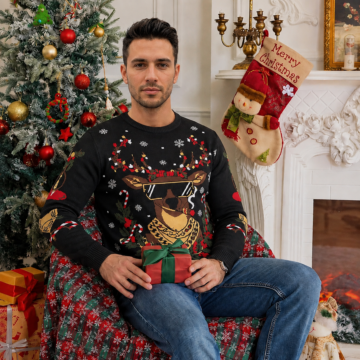 Classic Knit Christmas Pullover Sweater for Men
