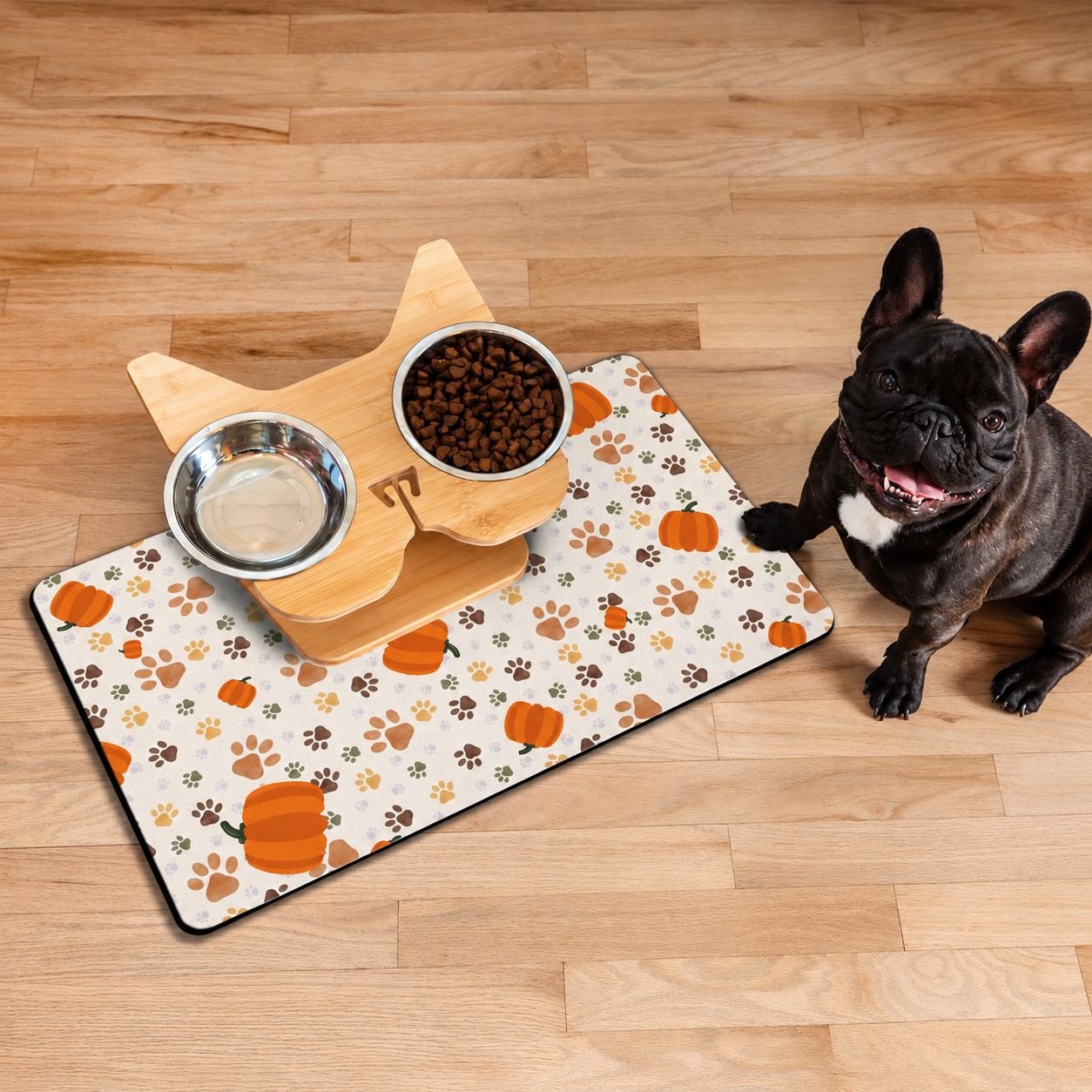 Christmas Dog Food and Water Feeding Mat Non Slip Waterproof Absorbent Placemat