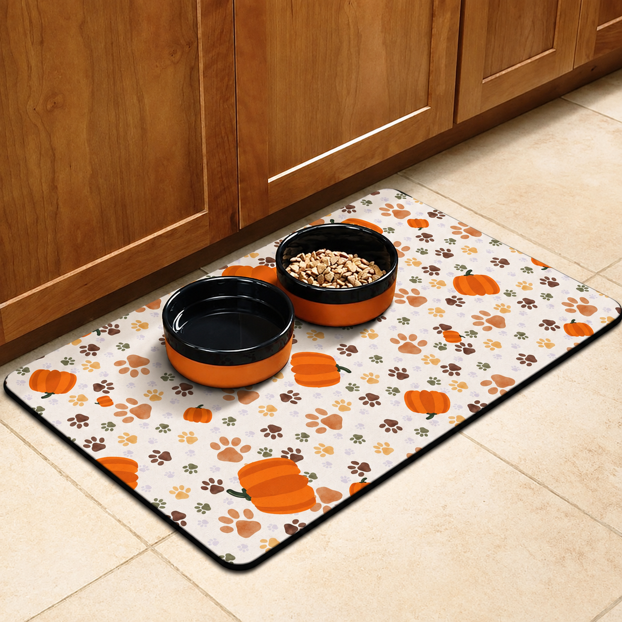 Christmas Dog Food and Water Feeding Mat Non Slip Waterproof Absorbent Placemat