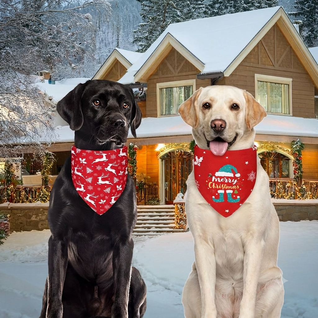 3 Pieces Christmas Dog Bandanas For Dogs