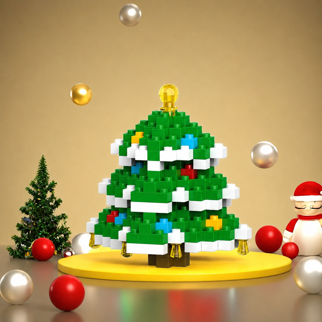 Christmas Building Blocks Set With Snowman Santa Reindeer And Tree