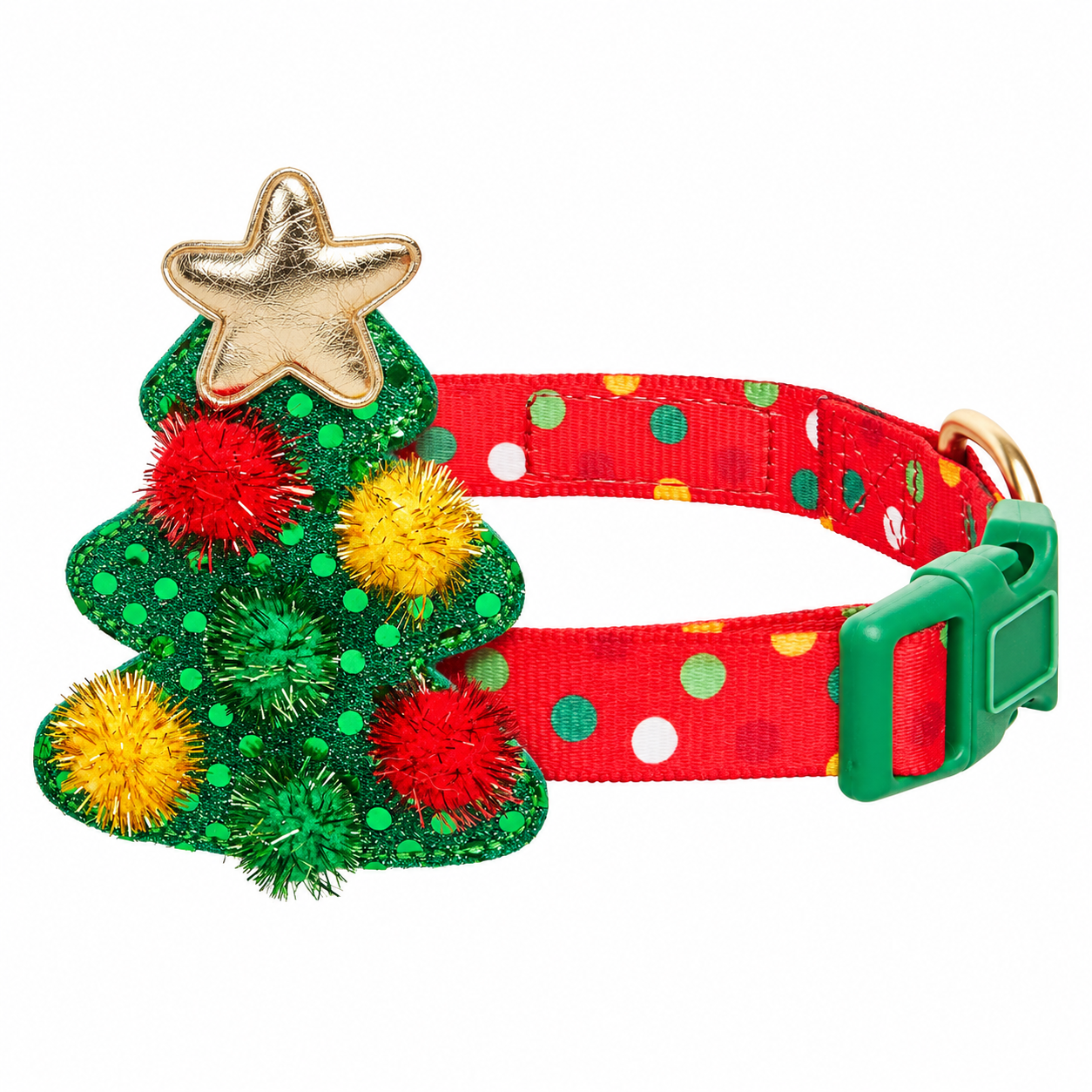 Christmas Dog Collar with Bow Tie Adjustable Holiday Collar