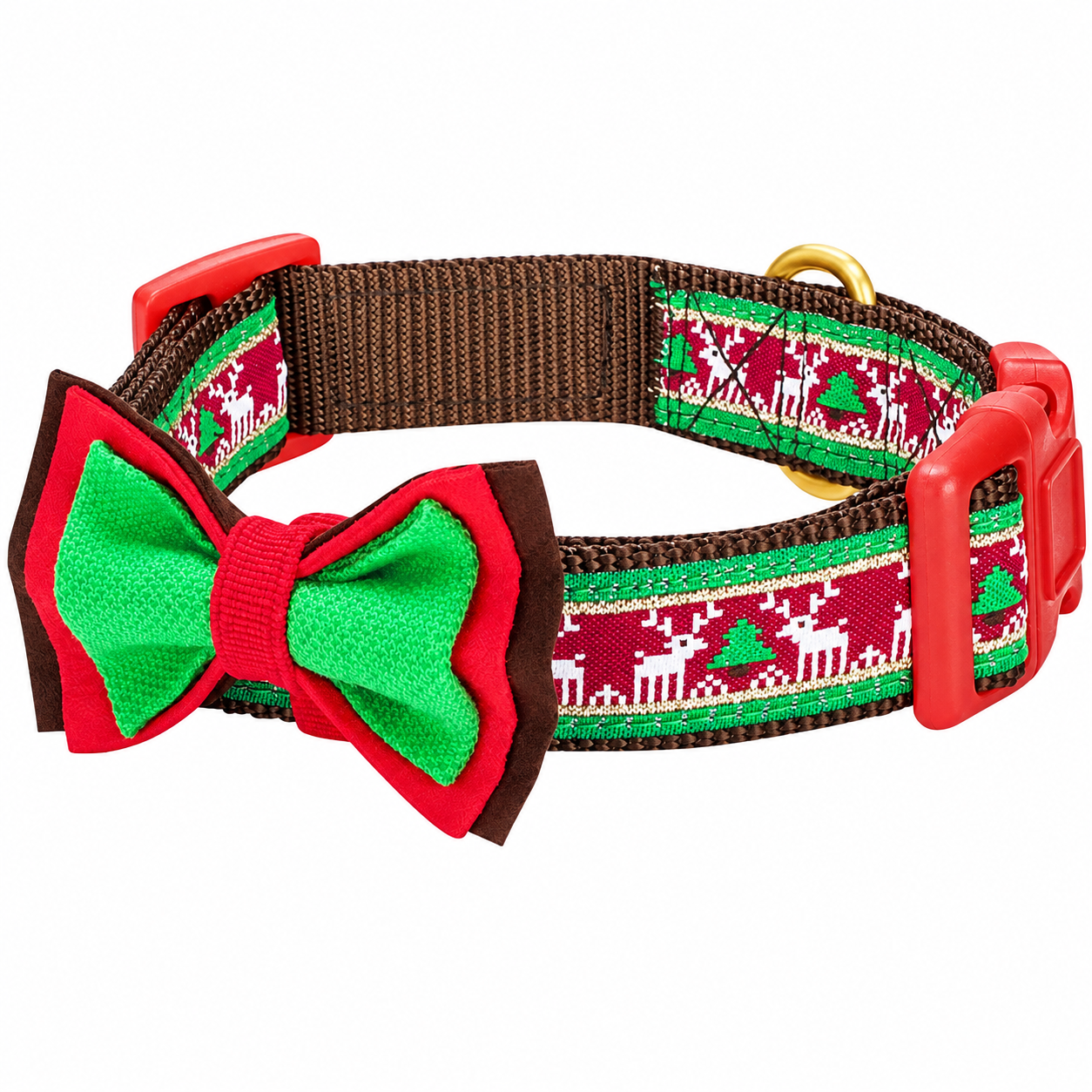 Christmas Dog Collar with Bow Tie Adjustable Holiday Collar