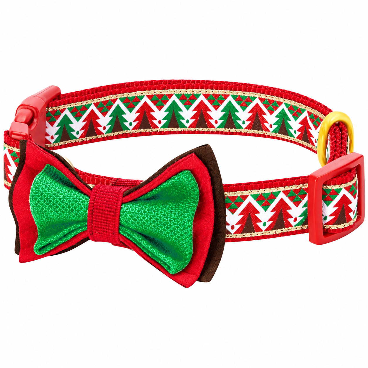 Christmas Dog Collar with Bow Tie Adjustable Holiday Collar