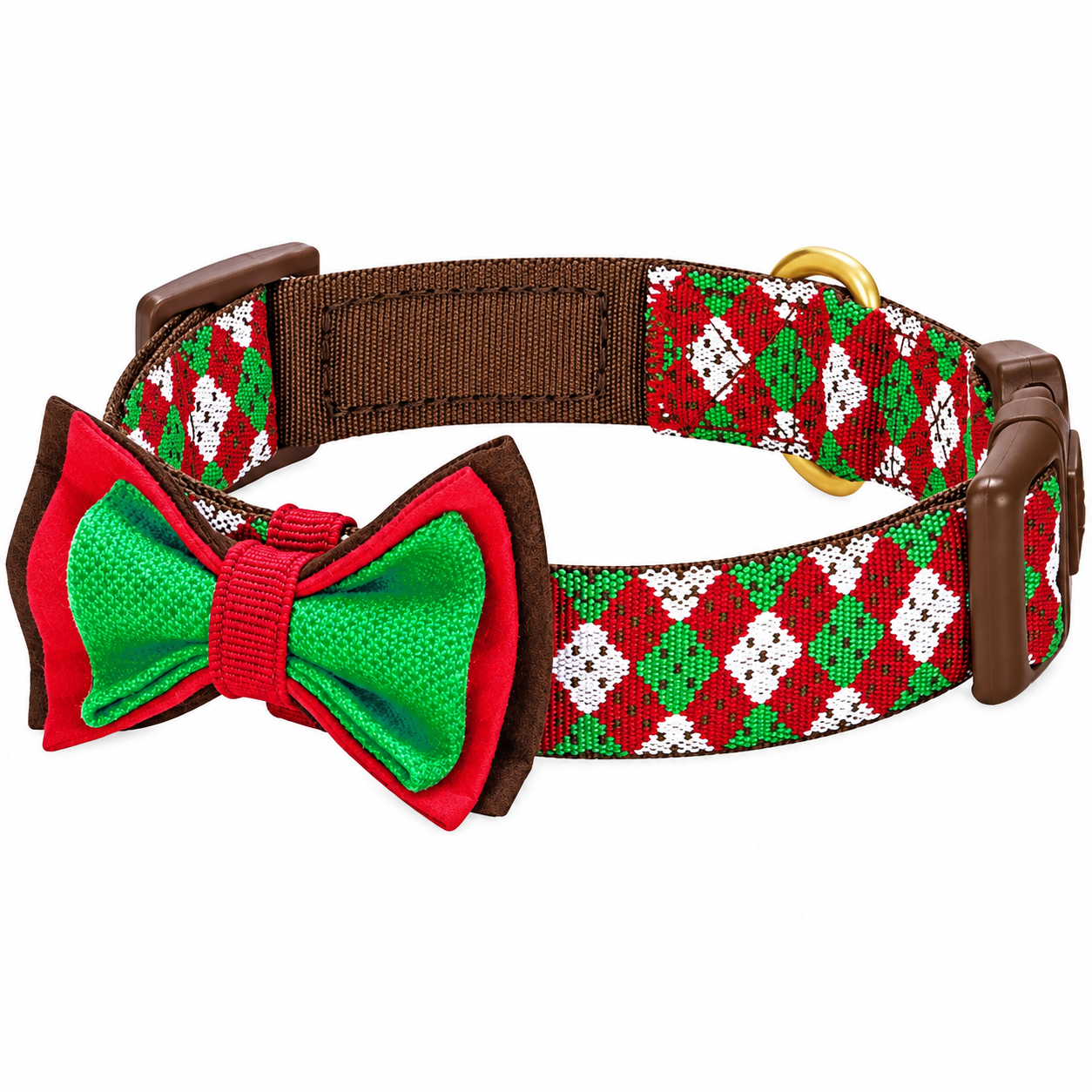 Christmas Dog Collar with Bow Tie Adjustable Holiday Collar