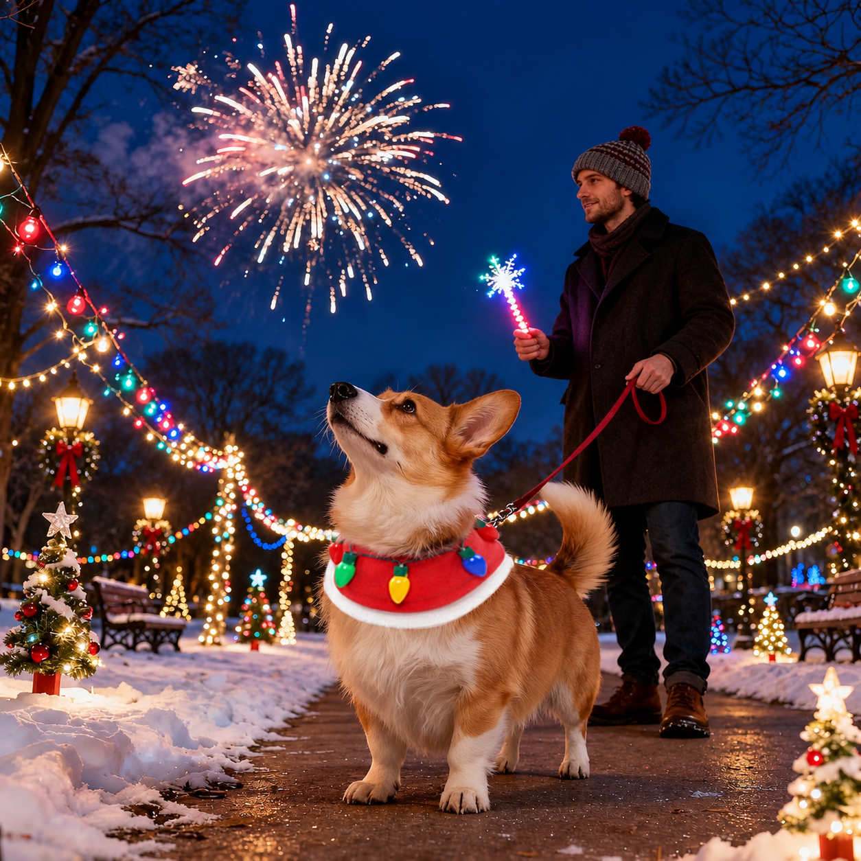 Christmas Dog Light Up Bandana Costume with Multicolor Bulbs