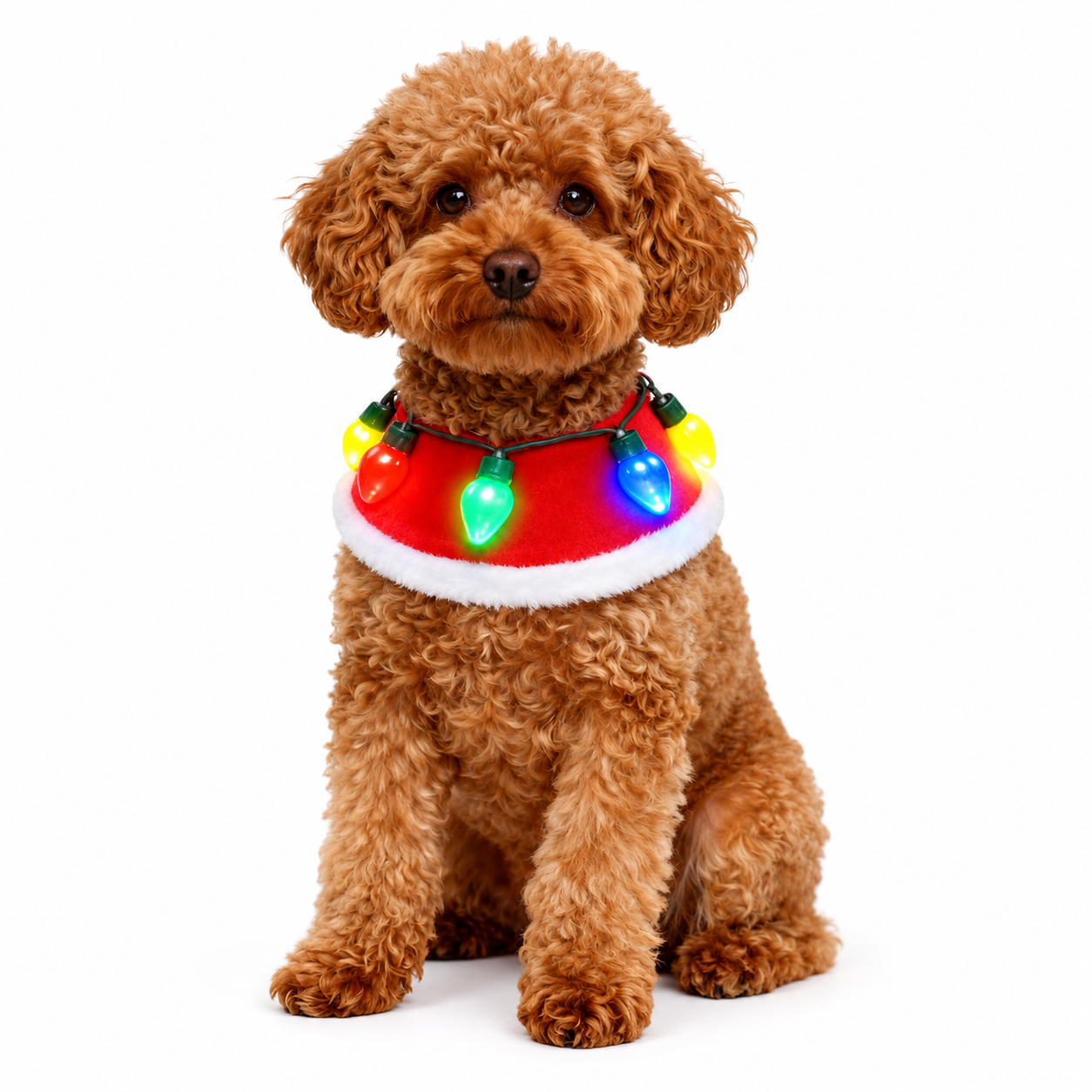 Christmas Dog Light Up Bandana Costume with Multicolor Bulbs