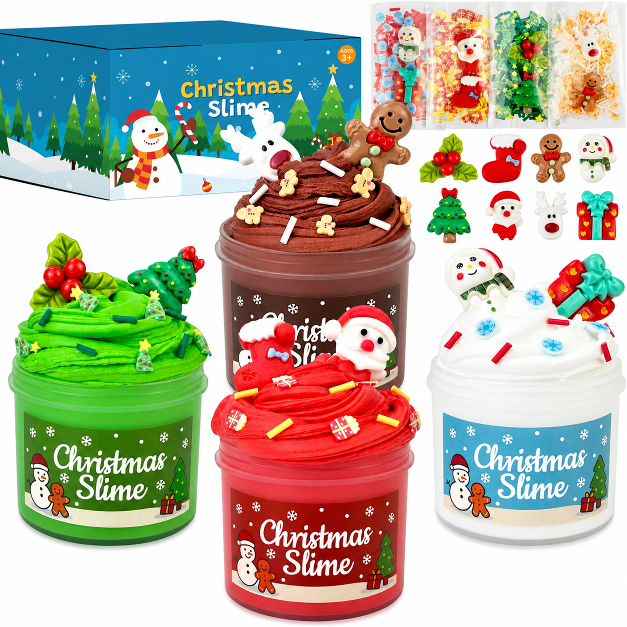 Christmas Slime With Charms Classroom Party Goodie Bag Filler Set