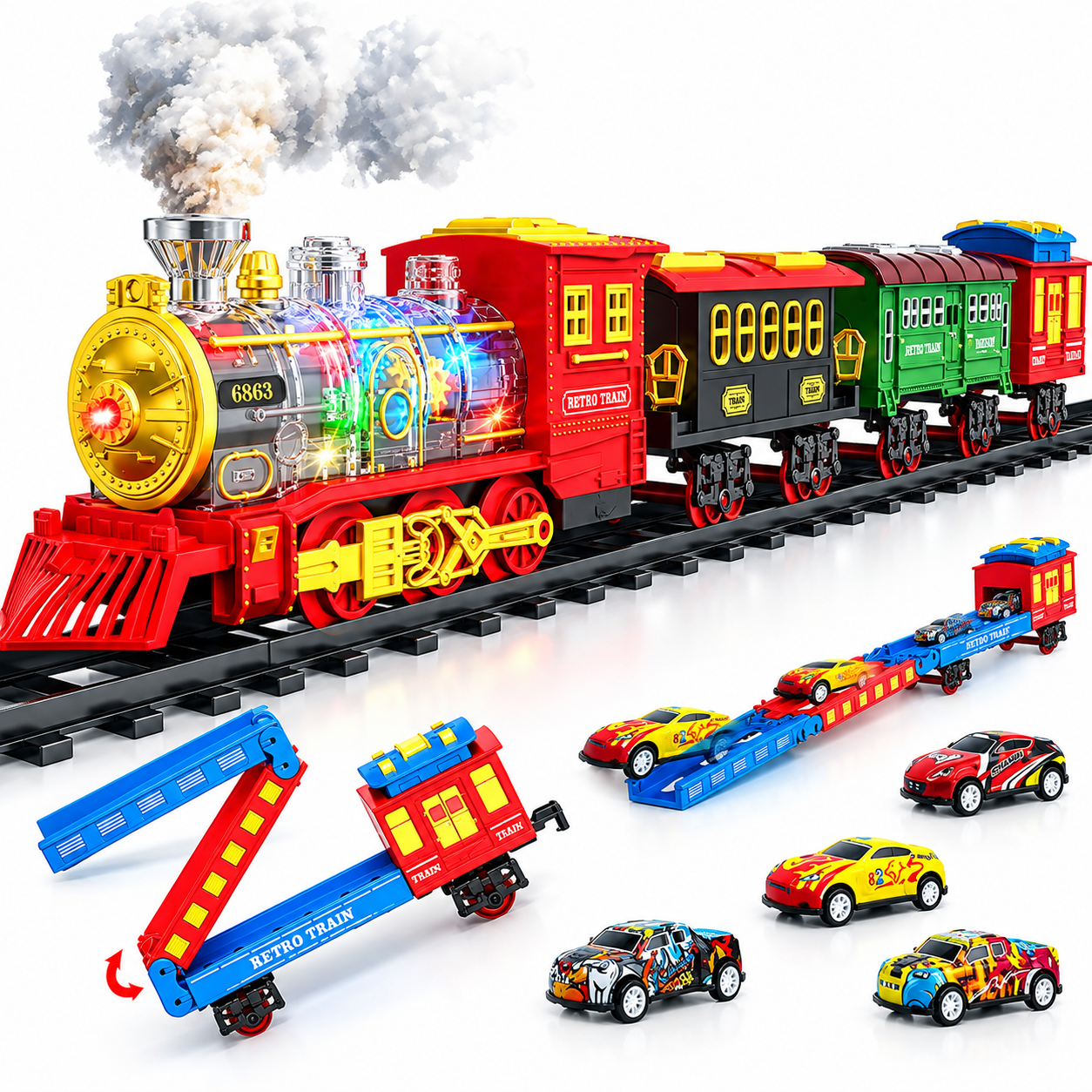 Christmas Electric Train Set With Steam Lights Sounds And Tracks