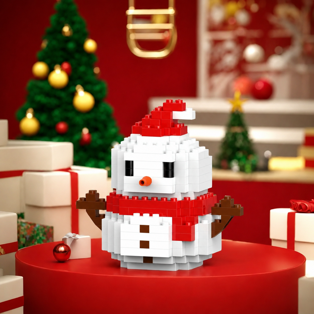 Christmas Building Blocks Set With Snowman Santa Reindeer And Tree