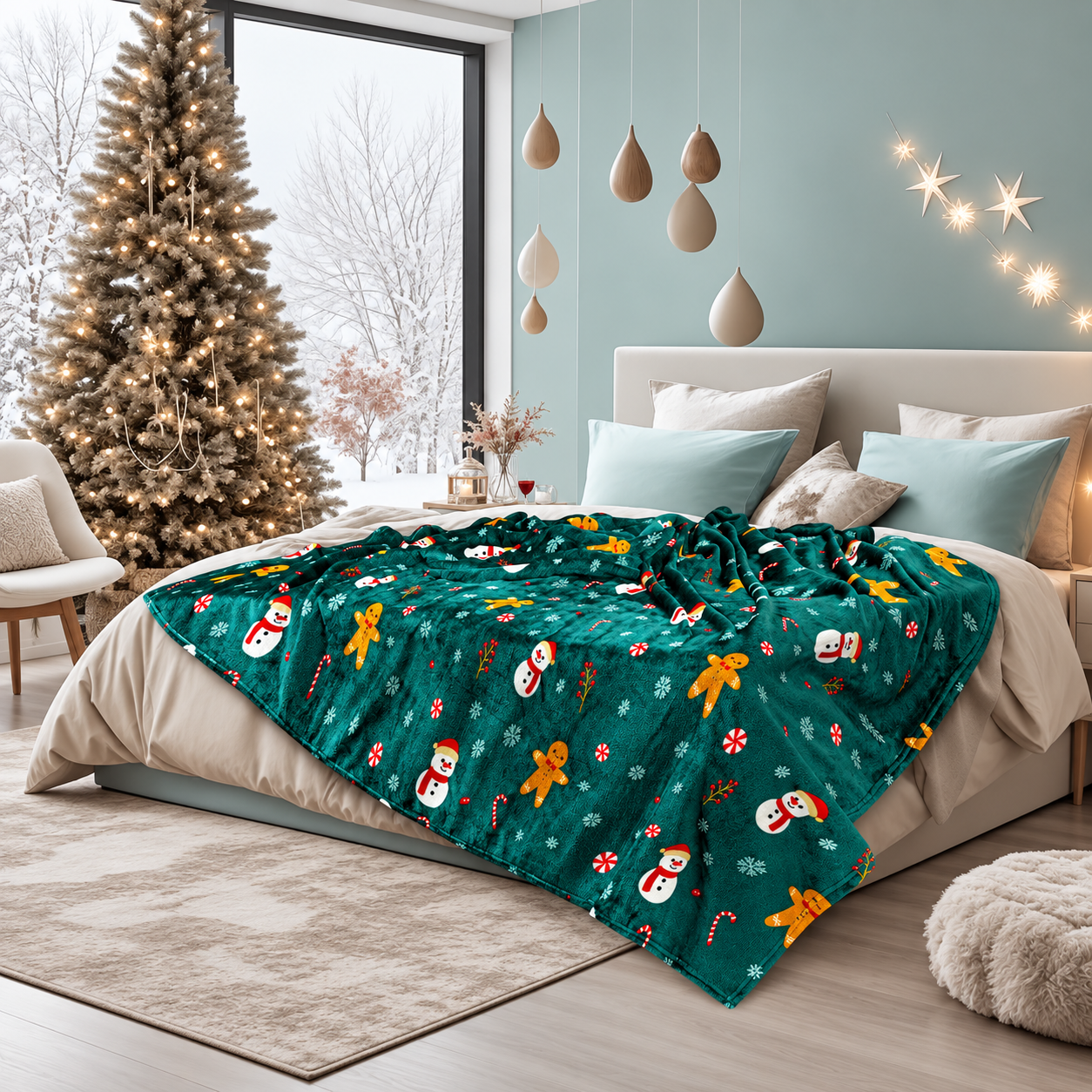 Christmas Gingerbread And Halloween Printed Blanket