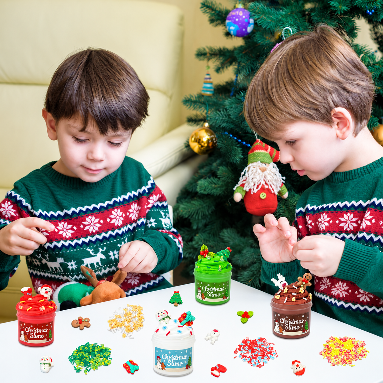 Christmas Slime With Charms Classroom Party Goodie Bag Filler Set