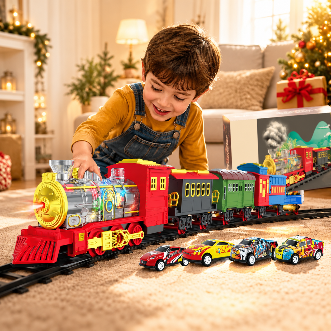 Christmas Electric Train Set With Steam Lights Sounds And Tracks