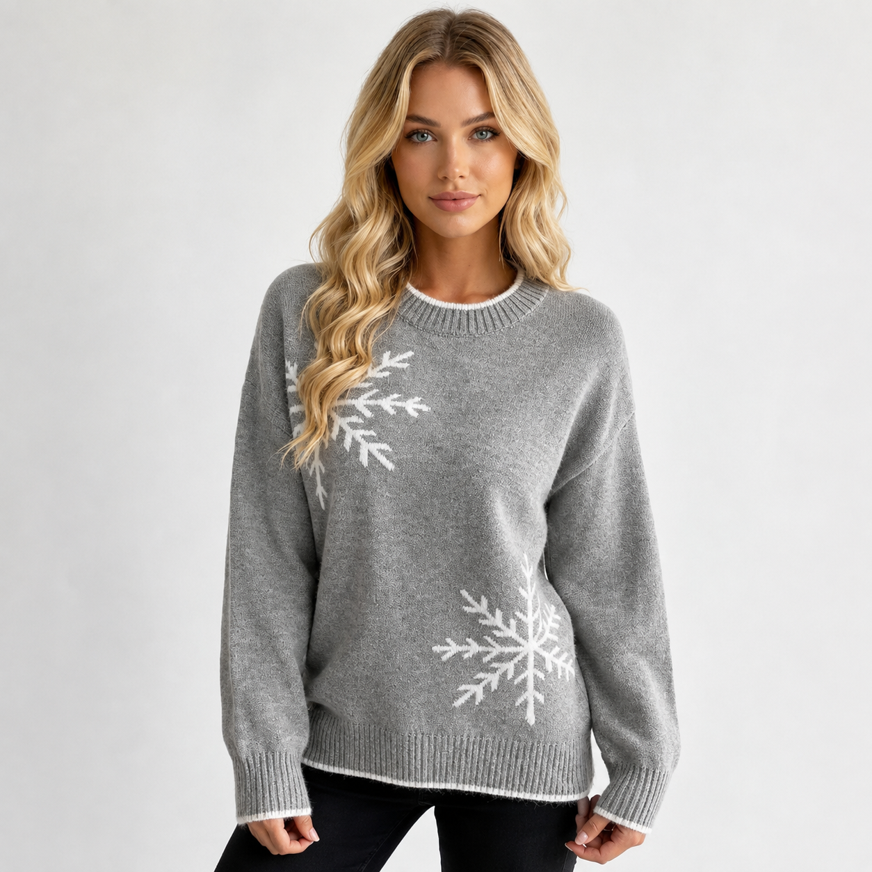 Casual Snowflake Printed Sweater For Women  