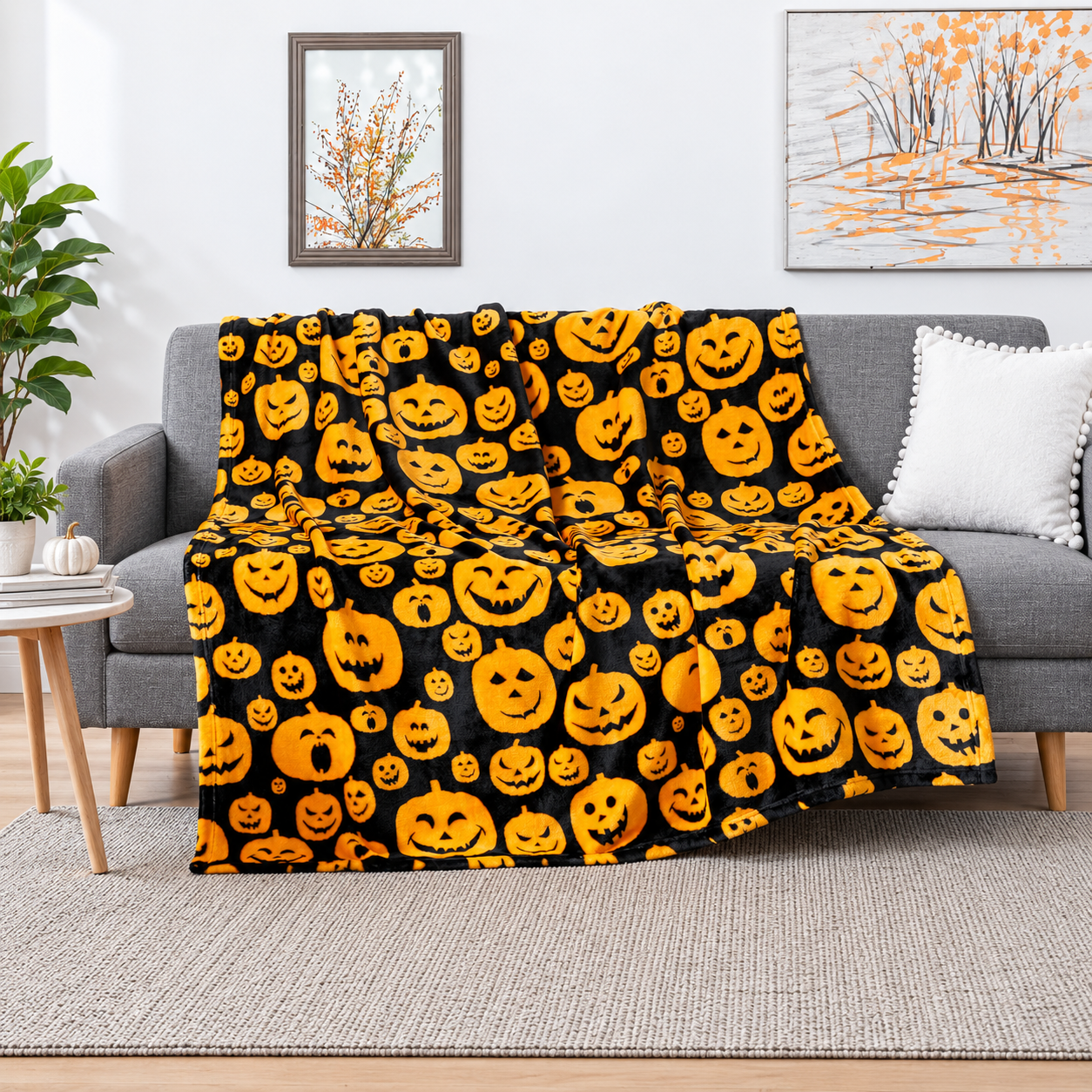 Christmas Gingerbread And Halloween Printed Blanket