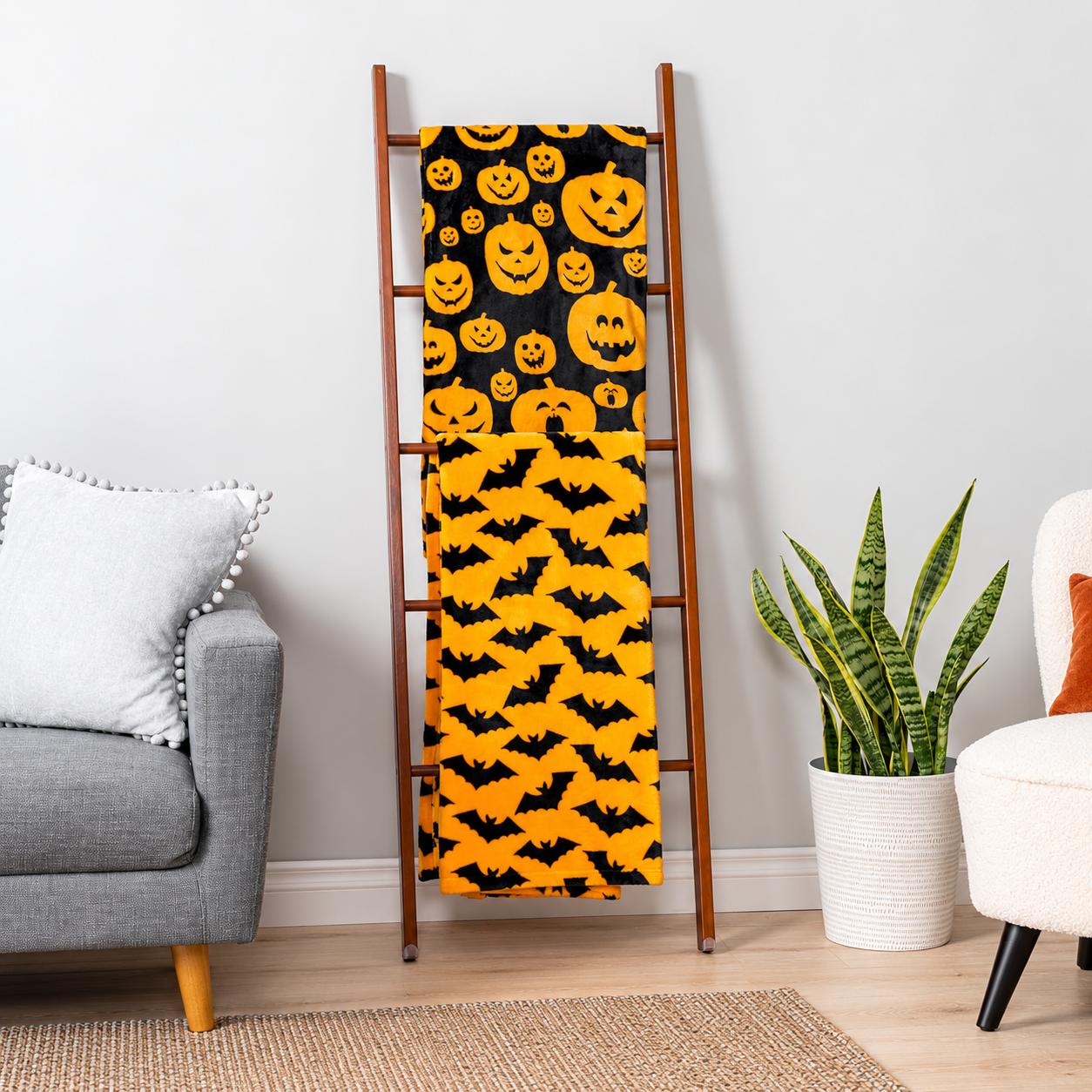 Christmas Gingerbread And Halloween Printed Blanket