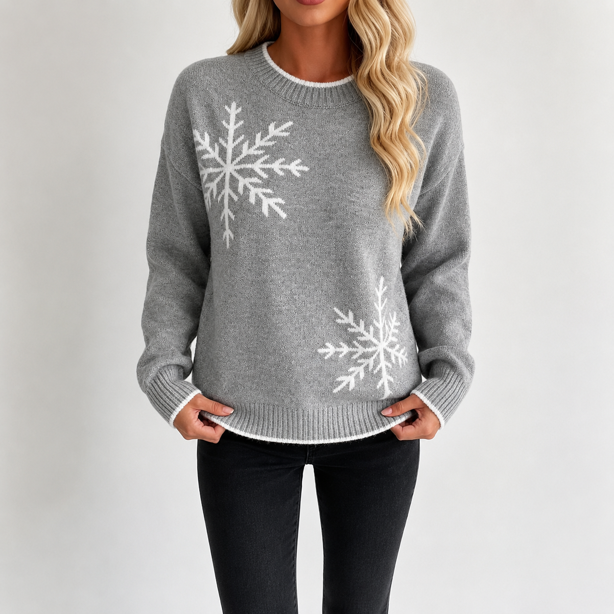 Casual Snowflake Printed Sweater For Women  