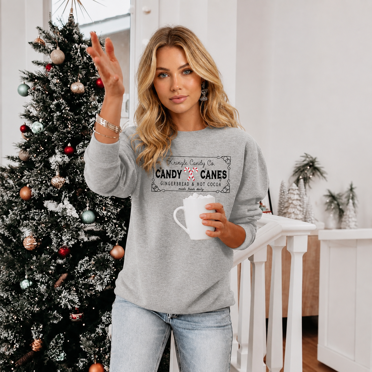 Festive Holiday Graphic Pullover Sweatshirt for Women