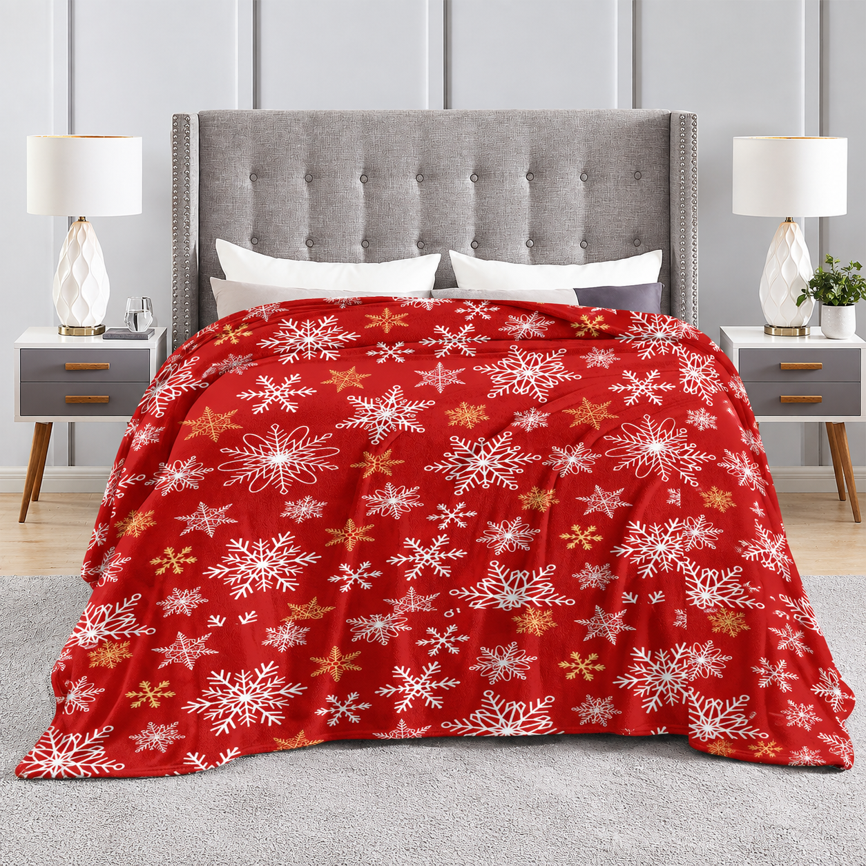 Soft Plush Christmas Snowflake Blanket For Men And Women