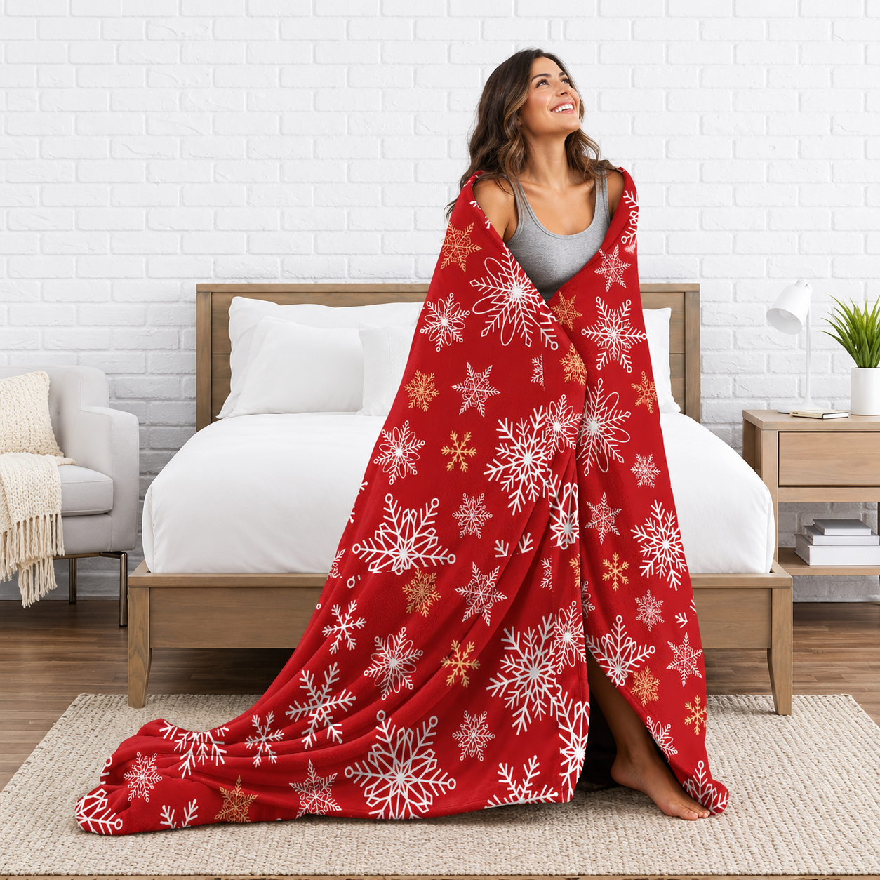 Soft Plush Christmas Snowflake Blanket For Men And Women
