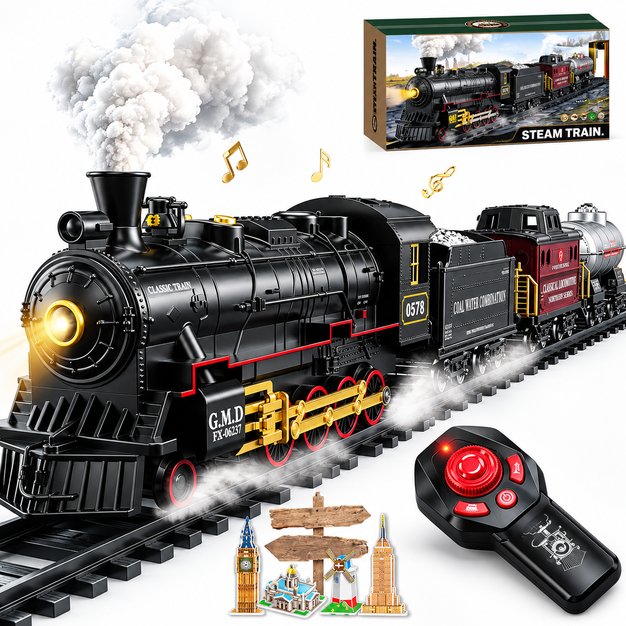 Christmas Electric Train Set With Steam Lights Sounds And Tracks