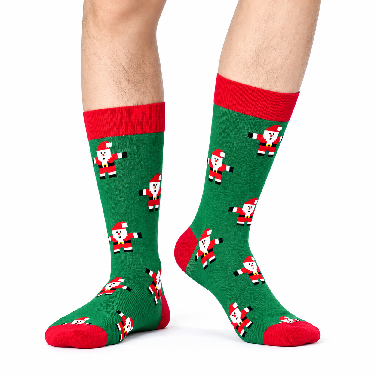 4 Pairs Christmas Printed Crew Socks For Men