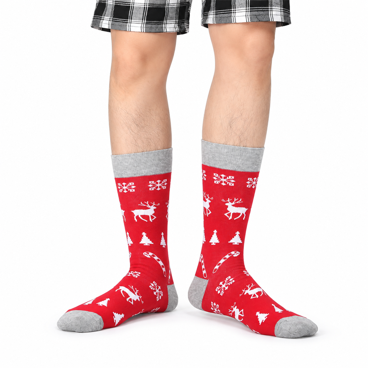 4 Pairs Christmas Printed Crew Socks For Men