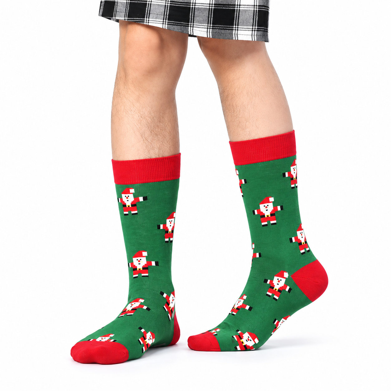 4 Pairs Christmas Printed Crew Socks For Men