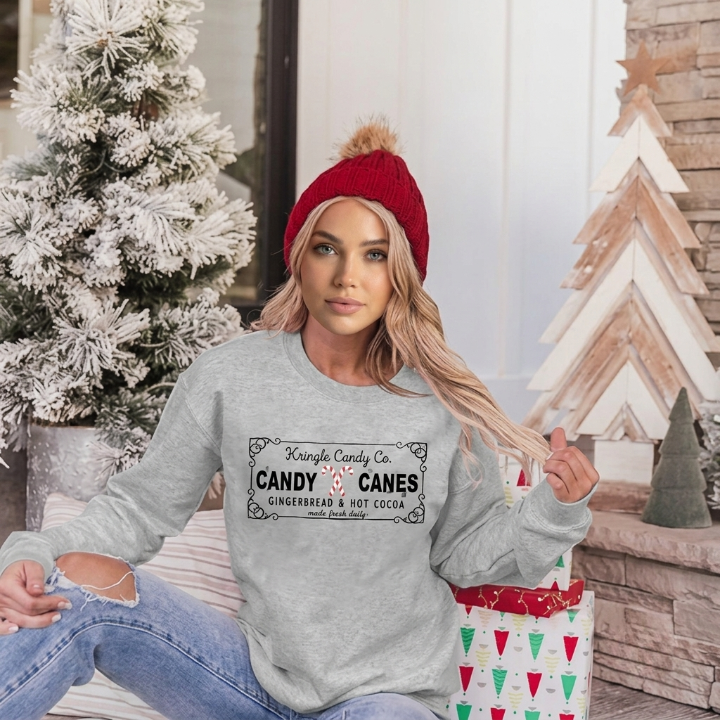 Festive Holiday Graphic Pullover Sweatshirt for Women