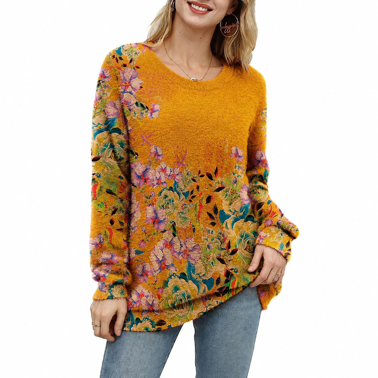 Casual Oversized Loose Printed Christmas Sweaters For Women