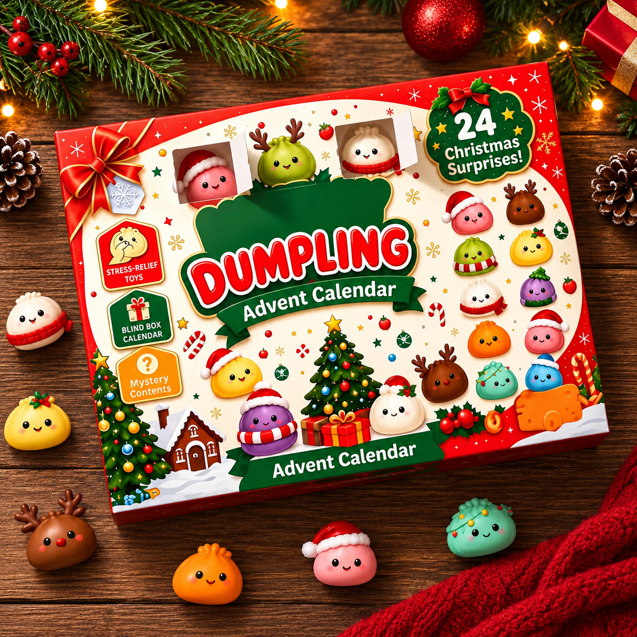 Mini Dumpling Squishy 24 Day Christmas Countdown Advent Calender Set