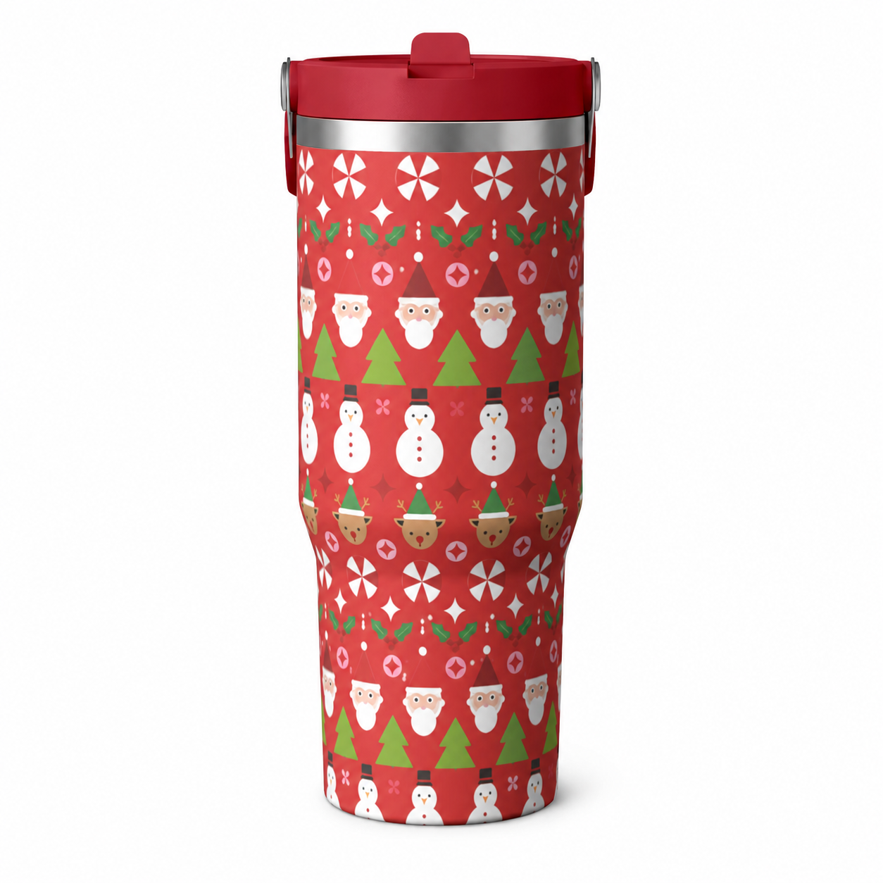 30 Oz Christmas Printed Tumbler With Lid And Straw Travel Cup