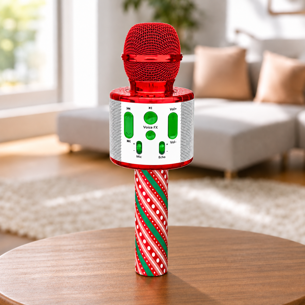 Christmas Karaoke Microphone With Bluetooth And Preloaded Songs For Kids