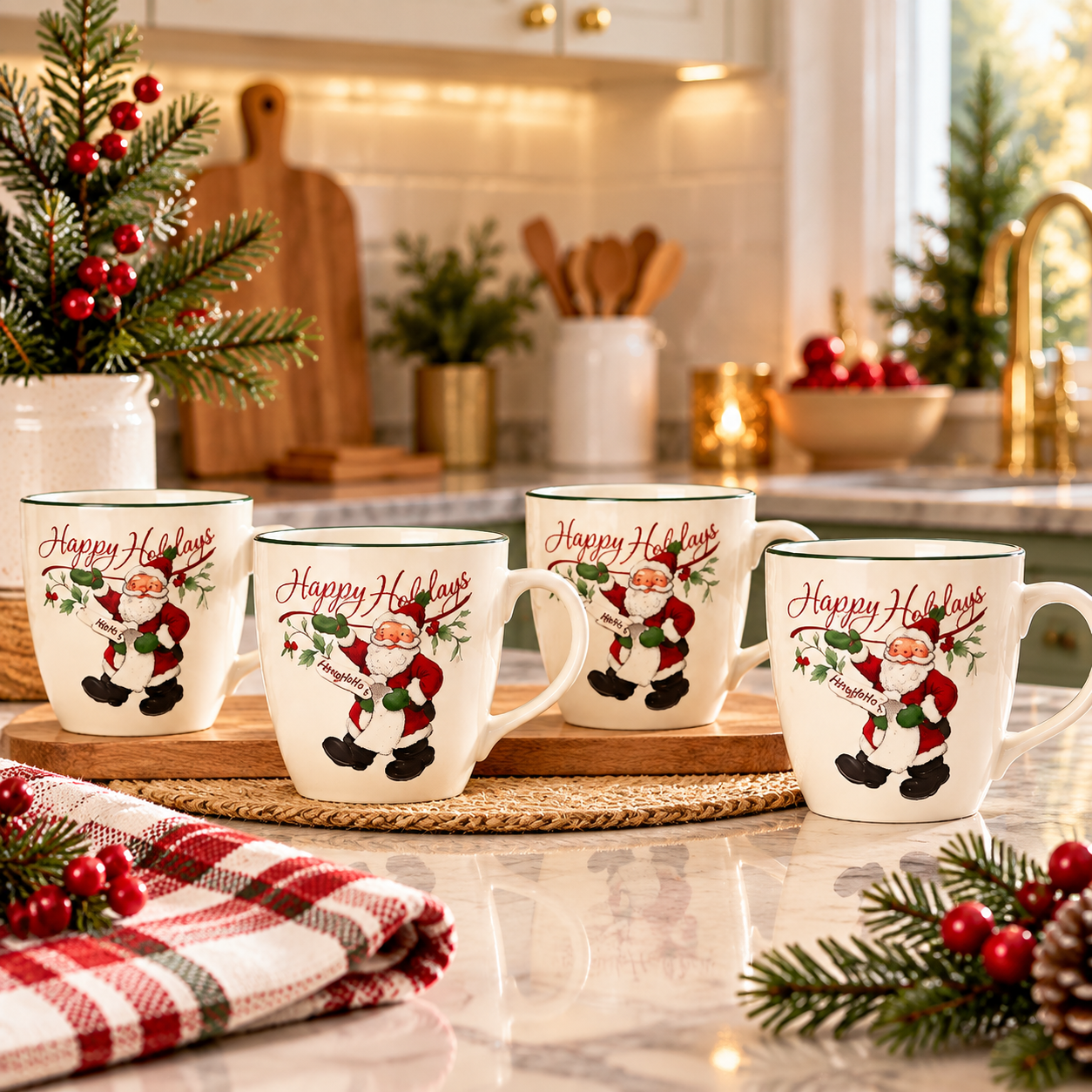 Pack Of 2 Winterberry Porcelain Mug Set