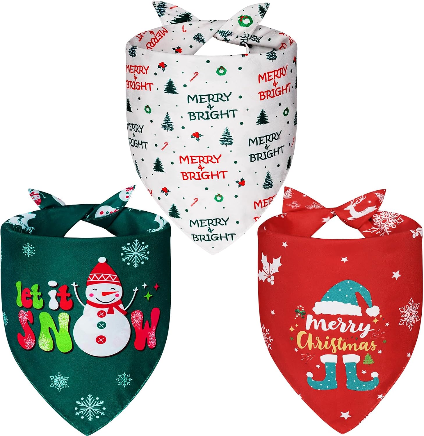 3 Pieces Christmas Dog Bandanas For Dogs