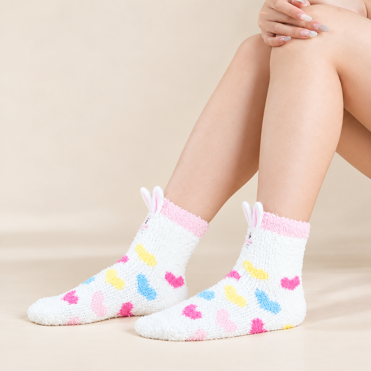 5 Pairs Christmas Fuzzy Slipper Socks For Women