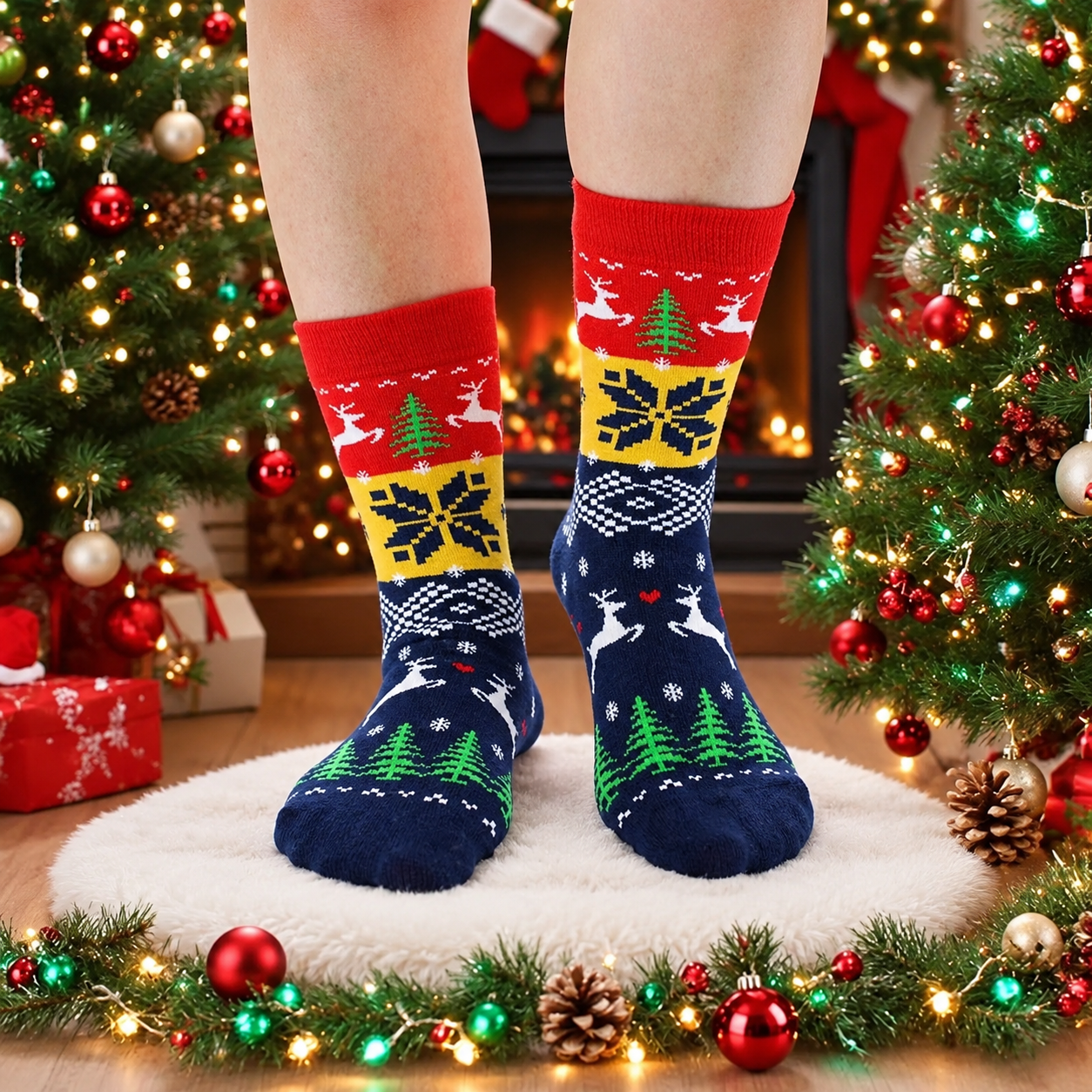 2 Pairs Christmas Crazy Fun Socks For Women