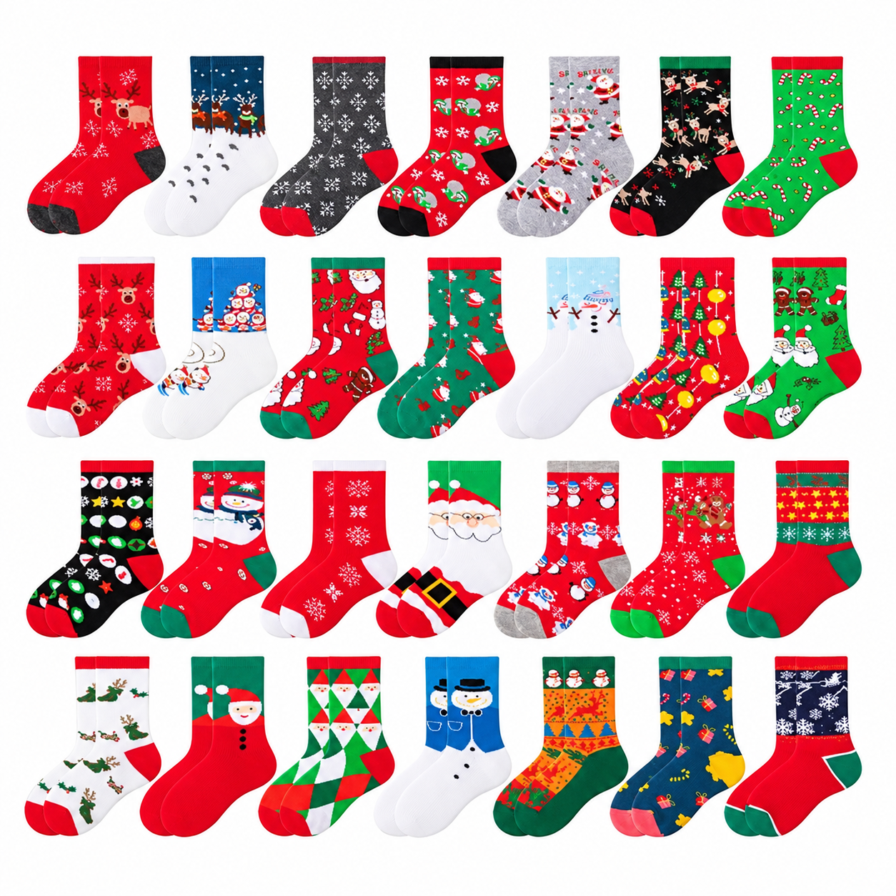 28 Pairs Christmas Stuffer Socks Set For Men And Women