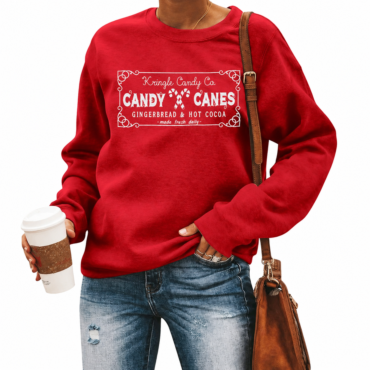 Festive Holiday Graphic Pullover Sweatshirt for Women